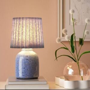 🆕️🛋Mini Printed Ceramic Base Table Lamp - Speckled Blue